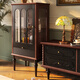 Armonía dujiang francés retro gabinete de televisión de madera sólida Coffee Coffee Coffee Combinación Medieval Sala Sala de estar Gabinete de almacenamiento de 2 Minoson Color de nogal + Black Retro