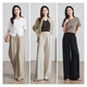 Yiyang Yiyang Pantalones de pierna ancha para mujeres 2025 Summer NUEVA LÍNEA LÍNEA Ejuicios de gente ligera yamamoto perezoso Pantalones rectos blancos Color de albaricoque 27
