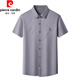 Pierre cardin high-end temperament fashionable short-sleeved shirt for men in summer new markless droop free business casual middle-aged loose 6626 black short-sleeved shirt M 165 suggestion 100-115Jin [Jin equals 0.5 kg]