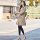 Autumn trench coat women's autumn Korean style loose casual mid-length top AT3212-1 Khaki 2XL