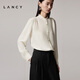 LANCY 100% mulberry silk autumn new temperament high-end silk stand-up collar long-sleeved shirt for women off-white M
