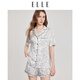 ELLE Satin Pajamas Set Women's Summer French Retro Lightweight Cool Feeling Home Clothes 2025 New White (Top) S
