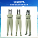 SEKOYA wading pants Luya ultra-light wear-resistant waterproof waders stream fishing and sea wear outdoor full-body rain pants 5025_black_rubber sole L_shoe size 42
