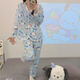 S.Sofea Spring Pyjamas Femme à manches longues Laits de soie à domicile Internet célébrité Guangzhou Treize Line M6624 # Blue Pacha Dog 170 M