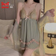 Katzenmänner Frauen -Pyjamas mit Brustpolster Sexy Ice Seidenfee Rock 2025 Sommerspitze Schönes Heimkleidung Set süß P3886 Garnelenpulver (Außengewand + Gürtel) 3xl