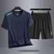 Woodpecker Father's Day Gift Men's Ice Silk Sports Set 2025 New Summer Thin Quick Dry Dad Running Summer Clothes 16803 Set White [T-shirt + Shorts] M 80-105Jin [Jin equals 0.5 kg]