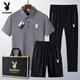 Playboy (PLAYBOY) dad summer suit for middle-aged and elderly casual ice silk POLO. shirt short-sleeved T-shirt 40-60 years old clothes black 6629 [shorts] suit M wear 95-110Jin [Jin equals 0.5 kg]