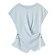 Fanqin Side Bouton Bouton à manches courtes Tempérament du pull à manches minces Top 452HA1920 Blue Taille égale