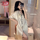 Langsha High-End-Nachthemd (Langsha) Dünnes kühles Kurzarmhemd für Frauen, Damen Pyjamas, Sommer Cool Seiden-Heimkleidung CWS-9901# L [95-120jin [Jin ist 0,5 kg]]]