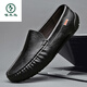Woodpecker 2025 Printemps et été en cuir authentique Chaussures en cuir respirant décontractée pour hommes Softs Sofle Sole Hommes British One-Foot Lazy Chaussures Men 9901 Black Breathable 41
