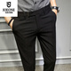 
Jiumuwang Summer Men's Korean Slim Feet Casual Pants British Crispy Trousers Business Hairdresser Suit Pants K686 Embroidered Black Crispy Pants 28 Weight 85 Jin [Jin equals 0.5 kg]-99 Jin [Jin equals 0.5 kg]
