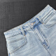 MeiYANG (MEIYANG) Xiaguo No. 4 denim shorts, extra-deep orchid-small texture A-line casual pants, light blue M