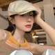 Shijanu British style retro progressive hat for women in spring and autumn, versatile reverse-wearing beret, fashionable large head circumference, showing face, black M (56-58cm)