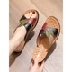 Specht-Mutter-Hausschuhe für Frauen im Sommer tragen echte Lederweiche Sohle mit mittleren Alters Sandalen flache Nicht-Schlupf-Sandalen für mittlere und ältere Menschen großer Größe 1278 Beige 35