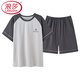 浪莎（LangSha）2025新款夏天条纹睡衣男士夏季青少年短袖男生纯棉家居服男款大码 HDE-9922 L
