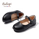 Balachi children's shoes girls single-lining leather shoes spring and autumn matte performance shoes girls stage performance shoes BL3313 black 38