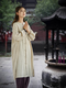 Leaving Tian tea clothes for women, Zen clothes for women, high-end tops for women, long lay Buddhist clothes for women, Buddhist style, Buddhist style, vegetarian clothes for women, cotton and linen, grass green 8266# top + 6189# wide-leg library, S, all sizes