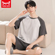 Catman Miiow New Herren Pyjamas Summer Shorts Shorts Modal Cool Thin Style Plus Size Rund Neck 9713 L [Gewicht 100-120 Jin [Jin entspricht 0,5 kg]]]
