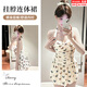 Bo Na Ling Swimsuit Pure Desire Ins Style Retro Girl Conservative Body Covering and Slimming Halter One-piece Skirt Swimsuit Hot Spring Swimsuit Butterfly Print Swimsuit One Size 70-120 Jin Jin is equal to 0.5 kg