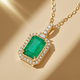 COASZE yellow 18K gold emerald colored gemstone pendant necklace women's diamond Chinese Valentine's Day gift for girlfriend and wife 18K yellow gold emerald pendant (about 70 minutes)