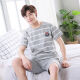 雅鹿纯色棉睡衣男士2025夏季薄款外穿加肥大码家居服短袖青年韩版套装 9928#(短袖短裤) L[推荐95斤120斤] 均码