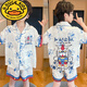 G.DUCKKIDS milk dragon boy ice silk cool pajamas summer medium and large boy thin short-sleeved children's air-conditioning home clothing set 6628#chiikawa 170 16 size height 140-150CM 60