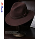 Mr DUCK New Product Imported Australian Top Hat Leather Ribbon Western Cowboy Hat Autumn and Winter Retro Hat Tibetan Felt Hat MW216245-Brown (5cm small side) Small size (52-54cm)