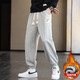 Pants men's spring and autumn Korean style trendy leggings sweatpants loose sports pants for men and teenagers autumn and winter casual trousers gray (plus velvet) 4XL (recommended 165-180Jin Jin equals 0.5 kg)