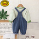G.DUCKKIDS baby boy spring and autumn denim overalls set new fashionable cartoon baby children's clothes autumn two-piece set green L Lion strap two-piece set 100