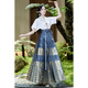 
True new Chinese style woven gold horse-faced skirt summer 2025 new suit small person improved Hanfu women's daily wearable 12187 blue petticoat skirt M