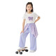 Cooles Kapitel (Kuzhang) Mädchen Sommerset 2025 Neue Sommerkleidung Kinder Dopamin tragen Hose Girls Kurzarm Street Tanzleistung Anzug 9889 Weiß Kurzarm T-Shirt 120 cm