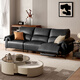 Gujia Home [full leather version] 0 wall-facing electric sofa with hanging ears handrail Italian top layer cowhide sofa living room 6212Q [Phantom Black] Four-person dual electric 3.54M