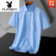 花花公子（PLAYBOY）爸爸装夏季短袖衬衫上衣2025新款休闲宽松男装衬衣爸爸装短袖衣服 DX6624 43 体重约170180斤