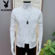 Playboy (PLAYBOY) trendy and versatile new jacquard fashion mid-sleeved shirt men's Korean casual simple shirt summer handsome slim 687 fashion black shirt XL suitable for 116-125 Jin [Jin equals 0.5 kg]
