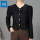 JeanSwest Z +) Jeanswest Women's Femme's Spring Ourwear Cardigan Style Lazy 2025 Spring and Summer Fashionable Style Design Top 9761 Black 10xl S Recommandé 90-100jin [Jin est égal à 0,5 kg]