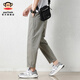 
Big Mouth Monkey (paul frank) solid color nine-point pants loose straight cotton casual pants for men's summer thin breathable wide-leg trendy work bottom 9904B gray-green [official authentic] 2XL [recommended 145-160Jin [Jin equals 0.5 kg]]