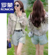 ROMON printed short fashionable sun protection clothing baseball uniform for women 2025 summer loose thin small breathable and fashionable sun protection clothing green M (100-115Jin[Jin equals 0.5 kg])