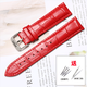 CASTLEKNIGHT Genuine Leather Strap Calfskin Pin Buckle Bracelet Adaptation 6193/8199/6211/6205/6205 Leather Chain Red + Silver Pin Buckle 12mm