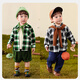 Mini Bala boys plaid shirt spring skin-friendly soft trendy cool children's long-sleeved loose baby top 25 years