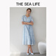 Das Meeresleben [Leaser] OU Hai Yisheng Französisches Kleid für Frauen 2025 Sommer New Blue Smudged Long Rock 200037 Qingshan Blue L.