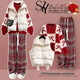 G.duck Girls' Spring Autumn and Winter Suit Junior High School Students New New Year's Clothes College Style Sweater Vest Casual Pants Three-piece Set Three-piece Set Off-White Vest + Red Sweater + Gray 160 cm L Size 105-120 Jin Jin equals 0.5 kg