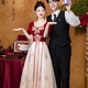 Lancaroni Bride Hochzeit Toast Anzug Neues chinesisches Verlobungsabend Kleid High-End-Türanzug Wein Red M.