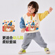 Dudu family children's autumn sweatshirt suit boy lapel long sleeve top girl knitted cartoon two-piece set baby casual pants blue 90
