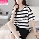 Modal 2025 new woven pajamas for women for summer cotton short-sleeved two-piece summer home clothing YZT9855 M women's model recommended 80-100Jin [Jin equals 0.5 kg]