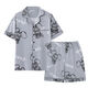 Mu Fengqing men's pajamas summer thin short sleeve shorts cartoon student teenager plus size summer home clothing set [HZ#3271] double short set M [70-100Jin[Jin equals 0.5 kg]]