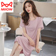 Catman (Miiow) Pajamas avec poitrine pour femmes pour les vêtements de maison de la soie de nuit à manches courtes à manches courtes à manches courtes pour la poudre chaude MA9249 MA9249 à la longueur moyenne mince MA9249 [pavé] L (recommandée 110-120 Jin [Jin est égal à 0,5 kg])))