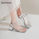 Daphne Silver High Heel Sandals for Women 2025 Summer Nuevas sandalias francesas de diamantes de imitación con temperamento de falda Sandalias de tacón alto para mujeres IMBRANTE DE SILVER [5.5 cm de espesor] ​​37