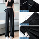 Schwarze Anzughose für Frauen im sommerlichen dünnen Stil, High-End-Drape gerade Hosen lässig Eisseize schmale Version Weitbein Hose schwarz [Doppelknopf-Regular] M [Vorschlag: 91-100jin [Jin entspricht 0,5 kg]]