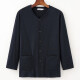 Dad wear cotton long-sleeved shirt men's shirt thin cardigan T-shirt middle-aged and elderly men's clothing grandpa spring and autumn summer pure cotton lapel m1342 Navy blue M 80-110Jin [Jin equals 0.5 kg]