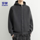 ROMON Knitted Sweater Cardigan Autumn Trendy Hooded Men's Jacket Loose Casual Warm Wool Clothes ST26 Black Gray XL